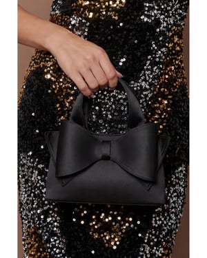 Olivia Satin Bow Detail Grab Bag With Crossbody Strap