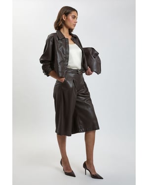 Faux Leather Tab Detail Shorts