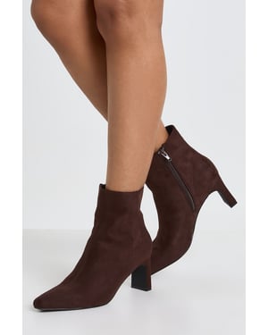 Wide Fit Low Heel Faux Suede Ankle Boots