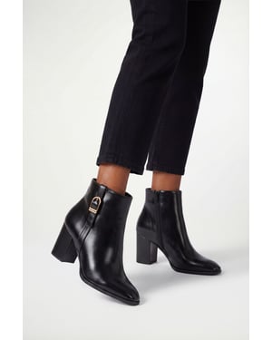 Sophie Faux Leather Buckle Detail Ankle Boots