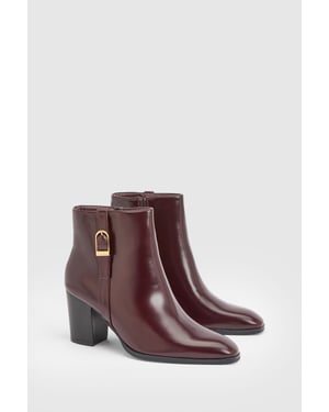 Sophie Faux Leather Buckle Detail Ankle Boots