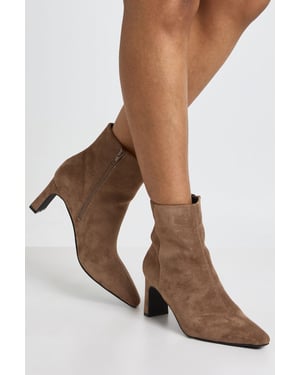 Low Heel Faux Suede Ankle Boots