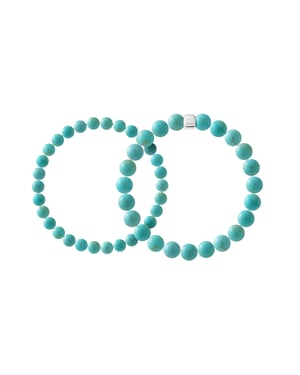 Set of 2 Bracelets TURQUOISE — Rhodium-Plated Sterling Silver 925 — 22 cm — Men