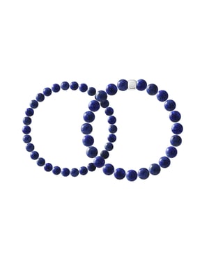 Set of 2 Bracelets LAPIS LAZULI — Rhodium-Plated Sterling Silver 925 — 19 cm — Men