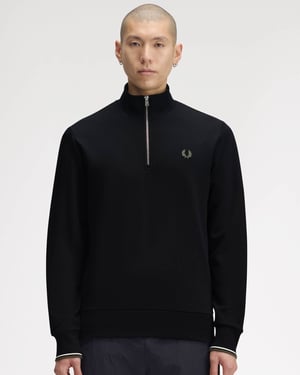 Regular Fit Long Sleeve Logo Detail Sweatshirt in Black
