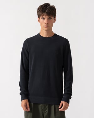 Regular Fit Long Sleeve Logo Detail Jumper in Navy