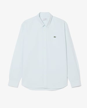 Regular Fit Long Sleeve Logo Detail Shirt in Pale Blue