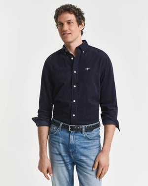 Regular Fit Long Sleeve Logo Detail Shirt in Navy