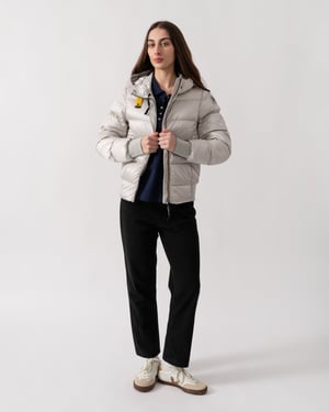 Mariah Adjustable Drawstring Bomber in Light Grey
