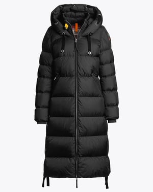 Panda Womens Hooded Down Coat Logo Detail Hooded Down Coat in Black