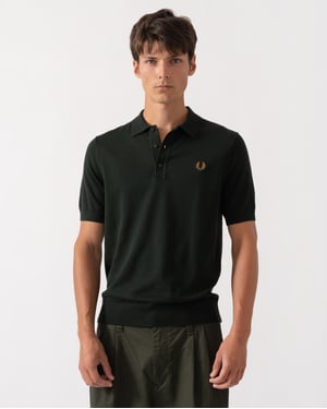 Regular Fit Short Sleeve Logo Detail Polo Shirt in Charcoal