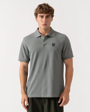 Short Sleeve Logo Detail Polo Shirt in Grey