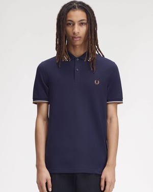 Regular Fit Short Sleeve Logo Detail Polo Shirt in Navy