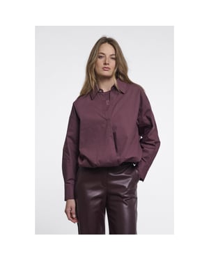 Rino & Pelle Nio.7002611 rino en pelle wrap blouse with fixed innertop chocolate bean