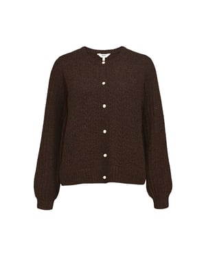 Object objflora re ls knit button cardigan 23046884 seal brown