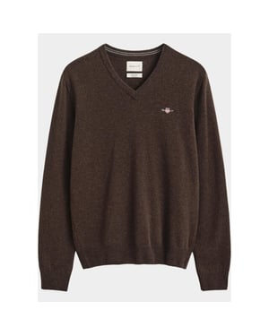 Gant Pullover heren lamswollen trui met v-hals 87312/280