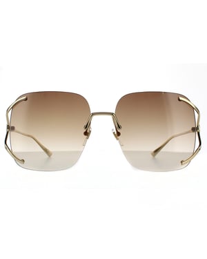 Gucci Square Womens Gold Brown Gradient Sunglasses