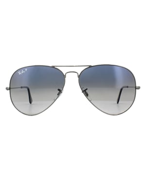 Ray-Ban Zonnebril Aviator 3025 Gunmetal Gepolariseerd Blauw Verloop Grijs 004/78