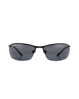 Rayban Sunglasses Top Bar 3183 Shiny Black Polarized Grey 002/81