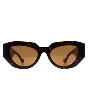 Gucci Cat Eye Womens Shiny Dark Havana Brown GG1421S