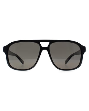Gucci Aviator Mens Shiny Black Grey Polarized GG1856S