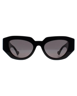 Gucci Cat Eye Womens Shiny Black Grey GG1421S