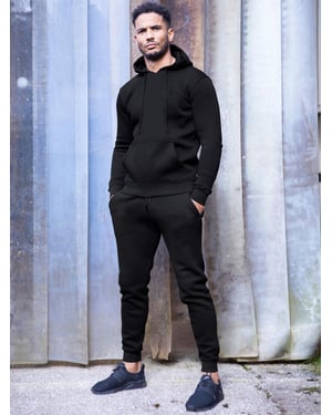 Enzo | Mens Pullover Hoodie Tracksuit Set - Black