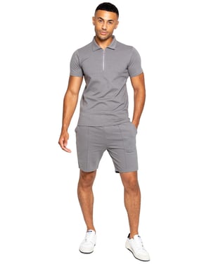 Enzo | Mens Polo Tracksuit Set - Grey