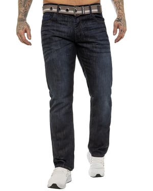 Enzo | Mens Designer Regular Fit Denim Jeans -Indigo