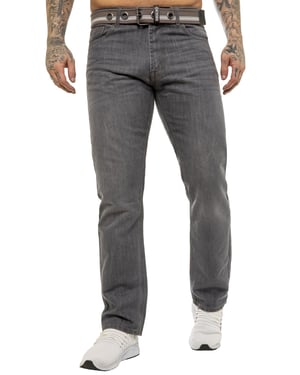Enzo | Mens Designer Regular Fit Denim Jeans -Grey
