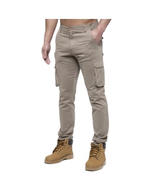 Enzo | Mens Cargo Trousers - Beige