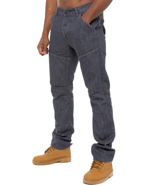 Enzo Mens Denim Jeans Straight Leg - Grey