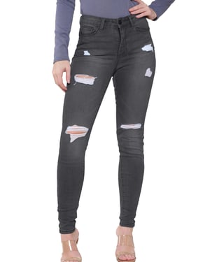 Enzo | Womens Skinny Stretch Ripped Jeans