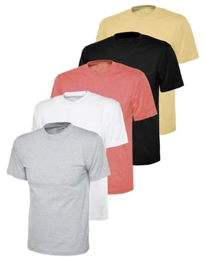 Kruze | Womens Crew Neck T-Shirts (5 Pack) - BLK/GRY/PNK/NUDE/WHT