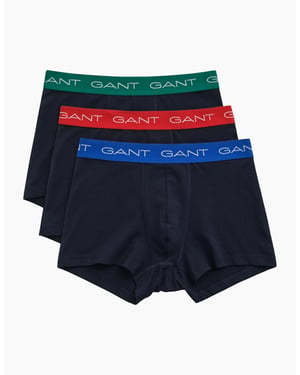 Gant Mens Trunks 3 Pack Mixed Gant Repeat Logo Stretch Underwear Cotton Trunks