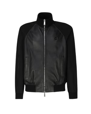 Dsquared2 Contrast Arms Black Leather Jacket