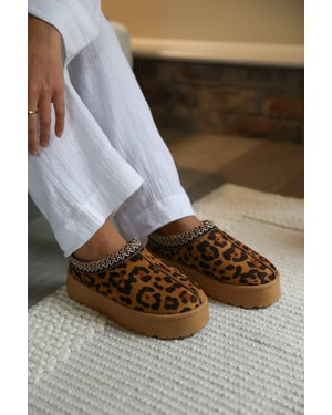 Wheres That From Womens 'Freeze' Flatform Embroidered Low Ankle Slipper Boots