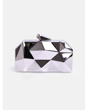 Where's That From Womens Melanie Geometric Pattern Clutch Bag In Silver