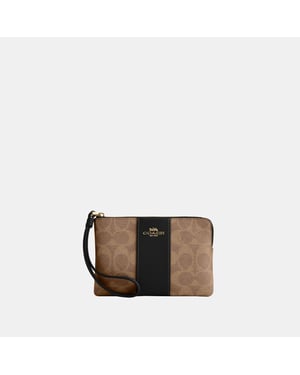 Corner Zip in Signature Canvas with Leather Stripe Bag