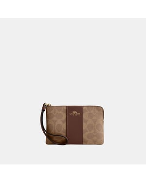 Corner Zip in Signature Canvas with Leather Stripe Bag