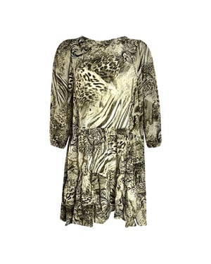 Inoa Makucha Panthera 1202117 Brown Silk Ruffled Layered Dress