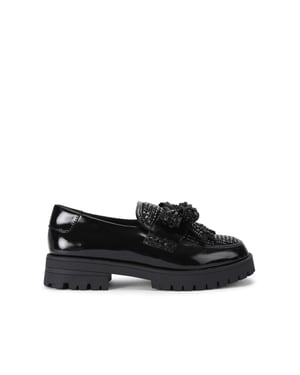 Kurt Geiger London Leather Bow Crystal Loafer Loafers