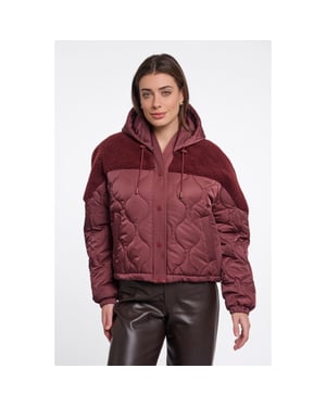 Rino & Pelle mix material jacket with detachable hood ruby.7002612 11110 sangria