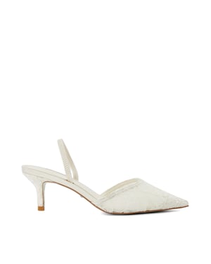 Dune Ladies Compassion - Floral Lace Kitten Heel Wedding Slingbacks