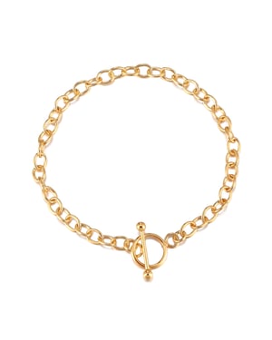 7.5" Rolled Gold Elongated Link T-Bar Bracelet