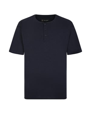 Kam Men's Plus Size O-Neck Tee Shirt Button Up