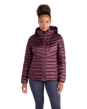 'Skyline' Women's Hydrophobic Down Jacket Water Resistant Hooded Winter Coat Burgundy