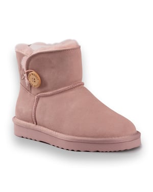 Aus Wooli Australia Unisex Short Sheepskin Button Boots - Palepink