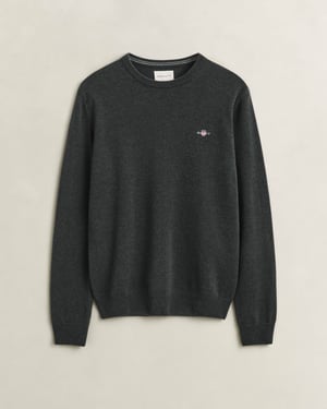 Regular Fit Long Sleeve Logo Detail Jumper in Charcoal