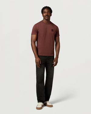 Short Sleeve Logo Detail T-Shirt in Wine
